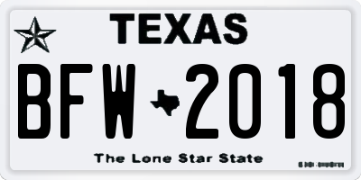 TX license plate BFW2018