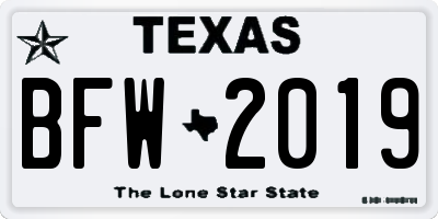 TX license plate BFW2019