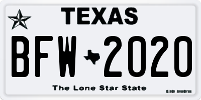 TX license plate BFW2020