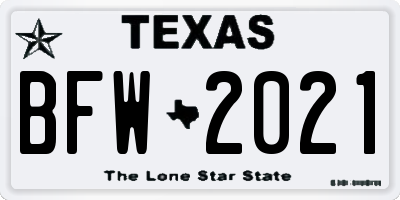 TX license plate BFW2021