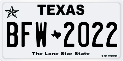 TX license plate BFW2022