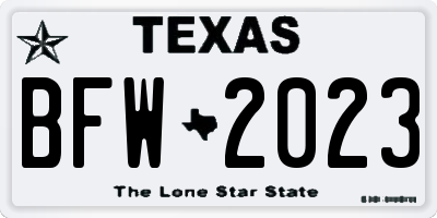 TX license plate BFW2023