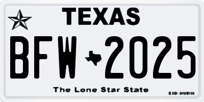 TX license plate BFW2025