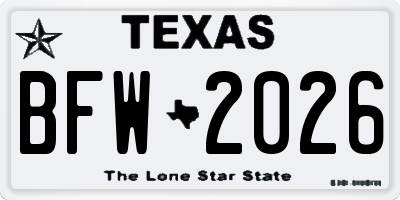 TX license plate BFW2026
