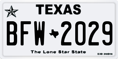 TX license plate BFW2029