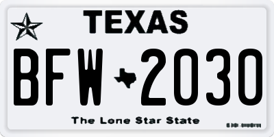 TX license plate BFW2030