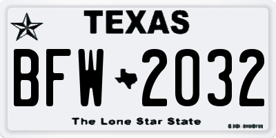 TX license plate BFW2032