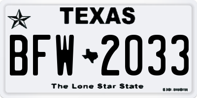 TX license plate BFW2033
