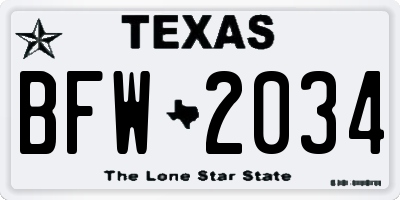 TX license plate BFW2034