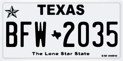 TX license plate BFW2035