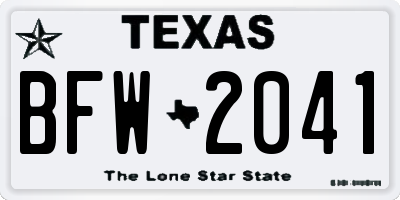 TX license plate BFW2041