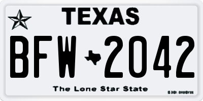TX license plate BFW2042