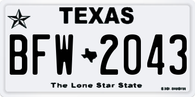 TX license plate BFW2043