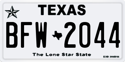 TX license plate BFW2044