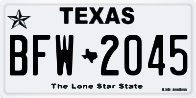 TX license plate BFW2045