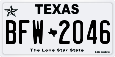 TX license plate BFW2046
