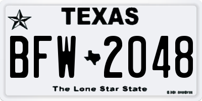 TX license plate BFW2048