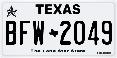 TX license plate BFW2049