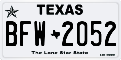 TX license plate BFW2052