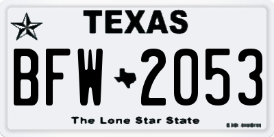 TX license plate BFW2053