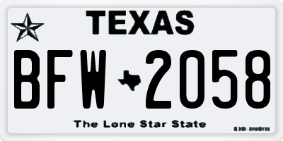 TX license plate BFW2058