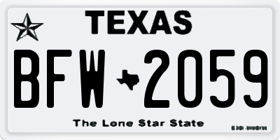 TX license plate BFW2059