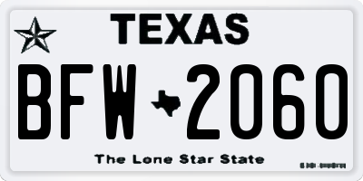 TX license plate BFW2060