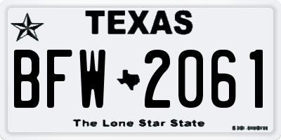TX license plate BFW2061