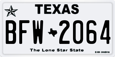 TX license plate BFW2064