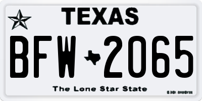 TX license plate BFW2065