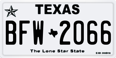 TX license plate BFW2066