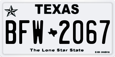TX license plate BFW2067