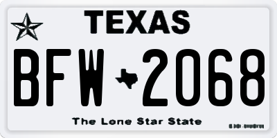 TX license plate BFW2068