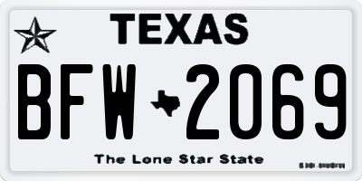 TX license plate BFW2069