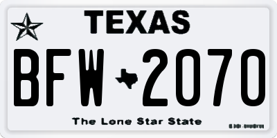 TX license plate BFW2070