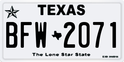 TX license plate BFW2071