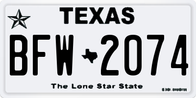 TX license plate BFW2074