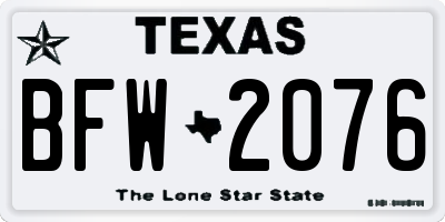 TX license plate BFW2076