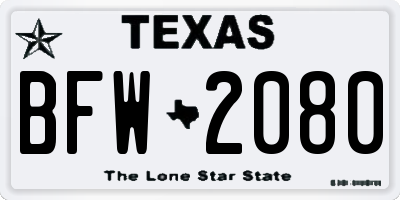 TX license plate BFW2080