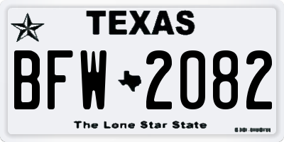 TX license plate BFW2082