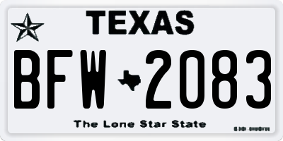 TX license plate BFW2083