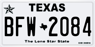 TX license plate BFW2084