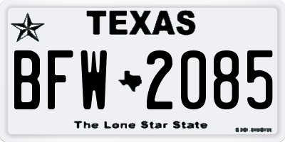 TX license plate BFW2085