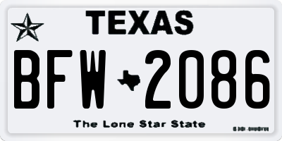 TX license plate BFW2086