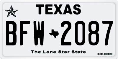 TX license plate BFW2087