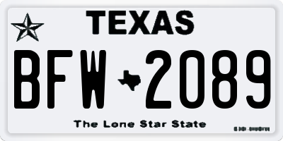 TX license plate BFW2089