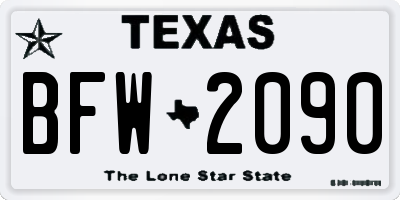 TX license plate BFW2090