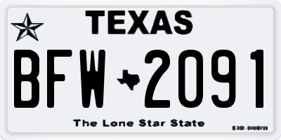 TX license plate BFW2091