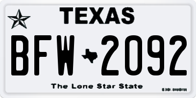TX license plate BFW2092