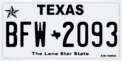 TX license plate BFW2093